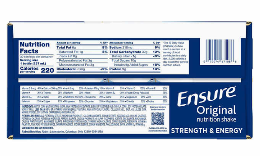 Ensure Original Nutrition Shake, 8 fl. oz, 30-pack, Vanilla – Luuxx ...